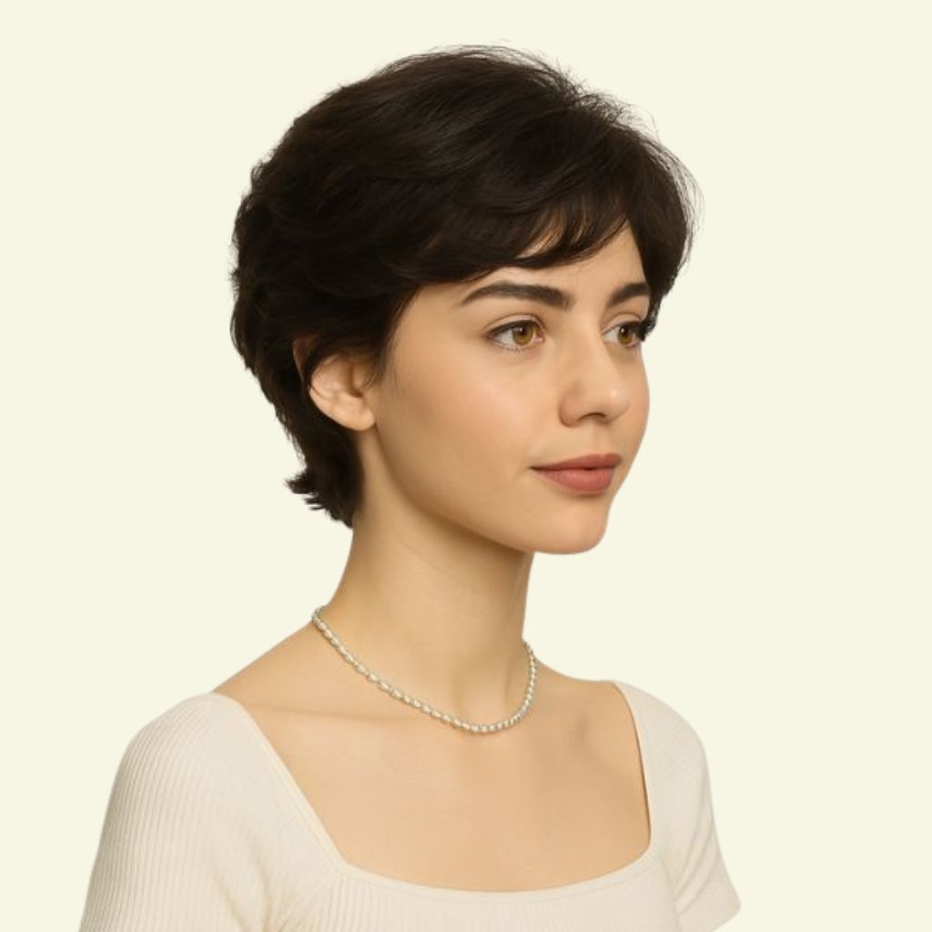 Women’s Full Wig – Light Wavy Bob Pixie Style, Ultra-Thin Skin Type 3