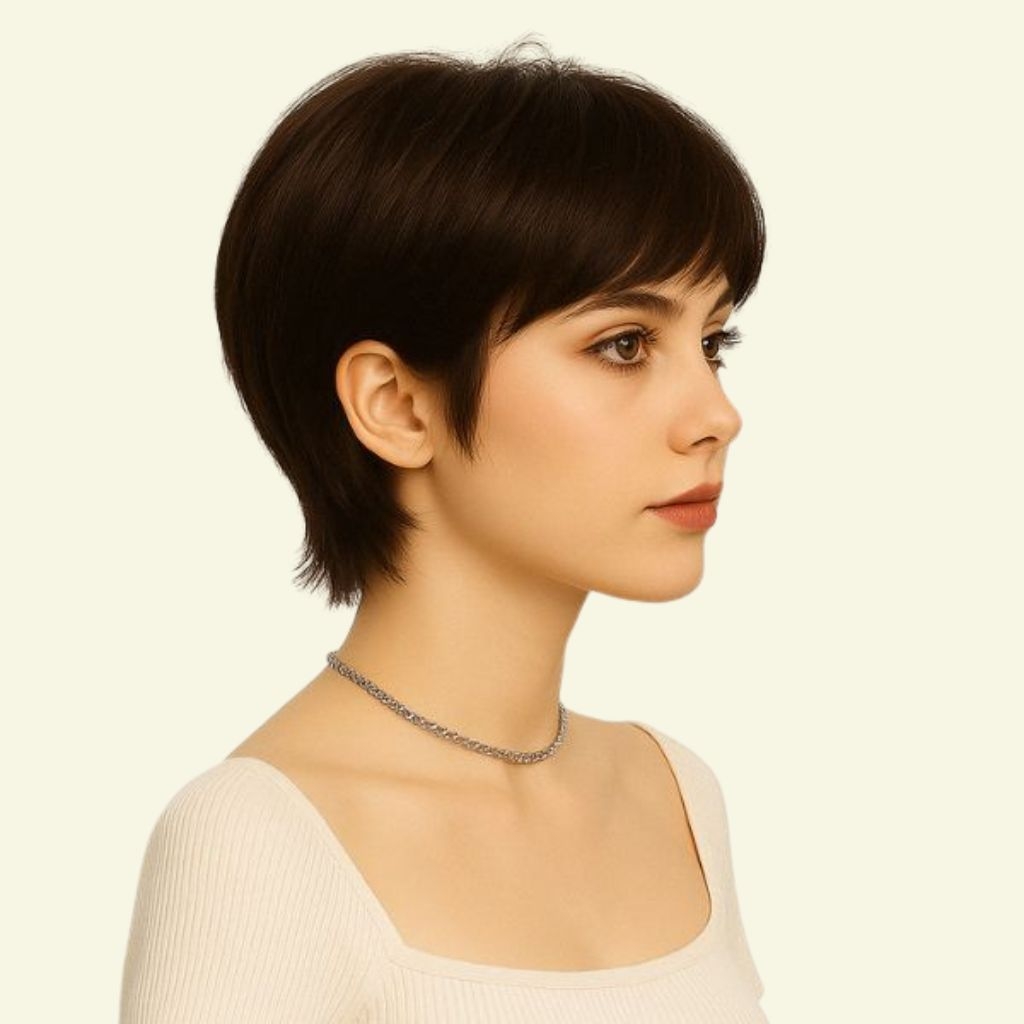 Women’s Full Wig – Short Pixie Style for Middle-Aged Women, Human Hair