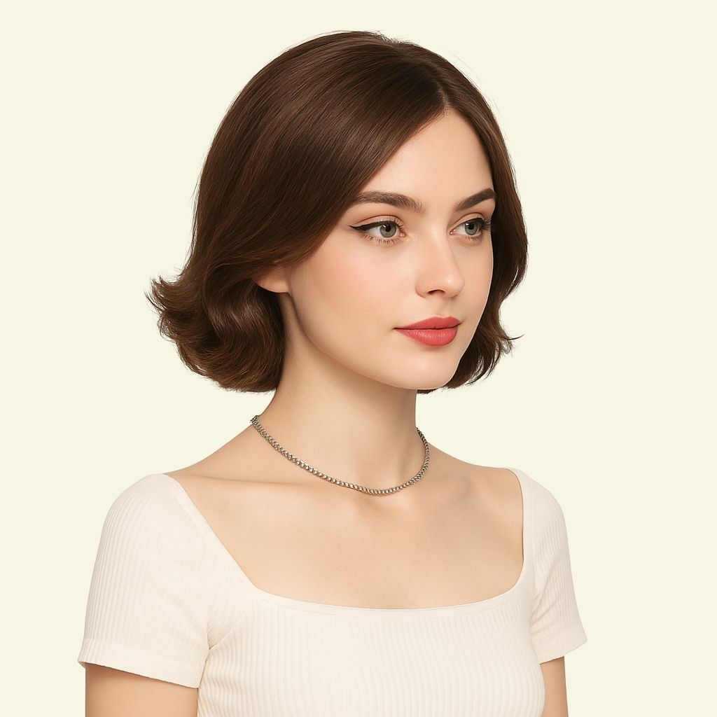 Women’s Full Wig – Short Curly Shoulder-Length Style for Middle-Aged Women