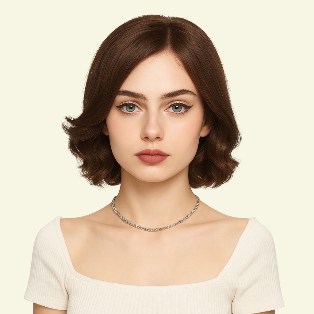 Women’s Full Wig – Short Curly Shoulder-Length Style for Middle-Aged Women