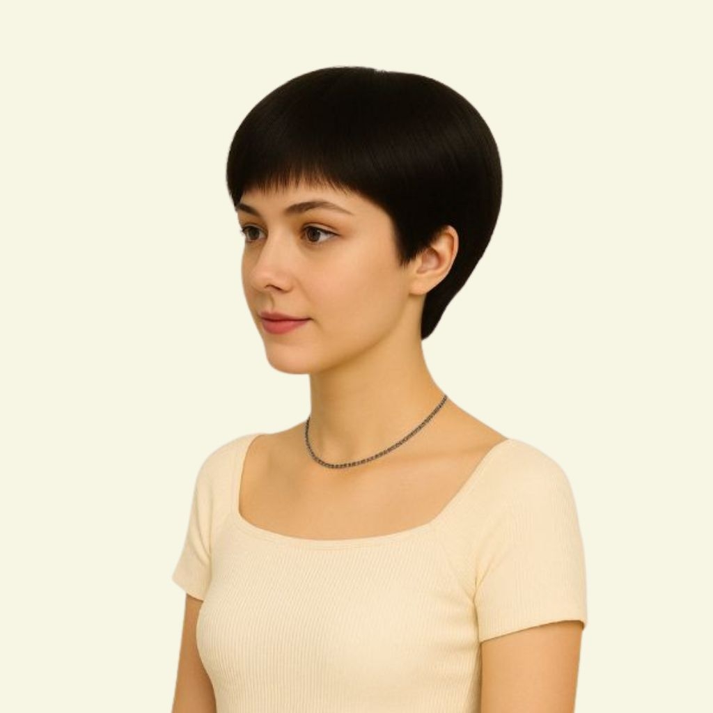Women’s Full Wig – Short Pixie Style for Middle-Aged Women, Human Hair