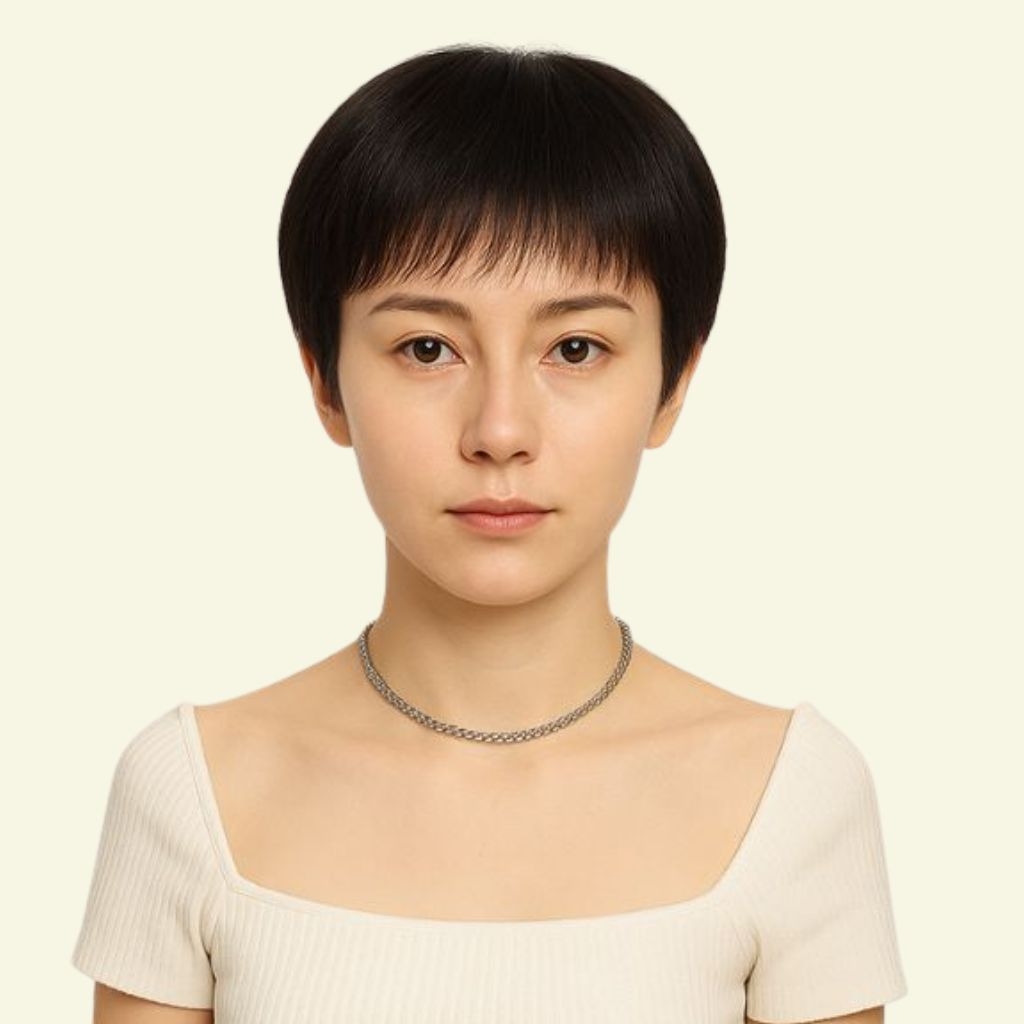 Women’s Full Wig – Short Pixie Style for Middle-Aged Women, Human Hair