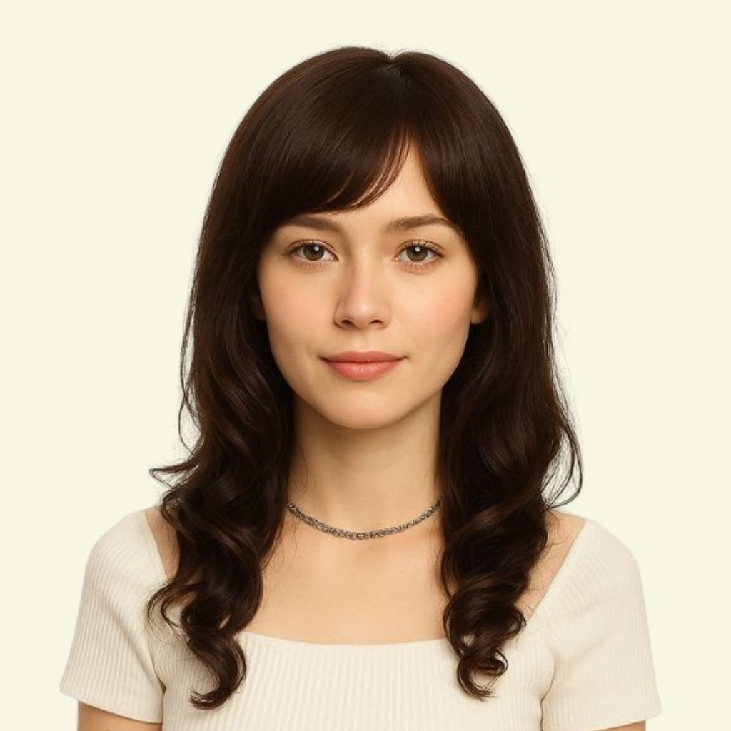 Women’s Full Wig – Curly Ends Style for Middle-Aged Women, 45cm