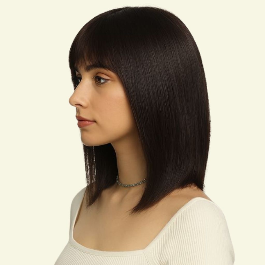 Women’s Full Wig – Ultra-Thin Skin, Wispy Bangs, Shoulder-Length