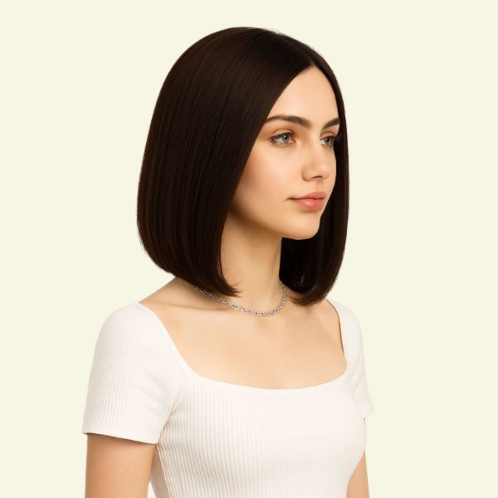 Women’s Full Wig – Two Bangs, 7/3 Side Part, Ultra-Thin Skin Base, 35cm