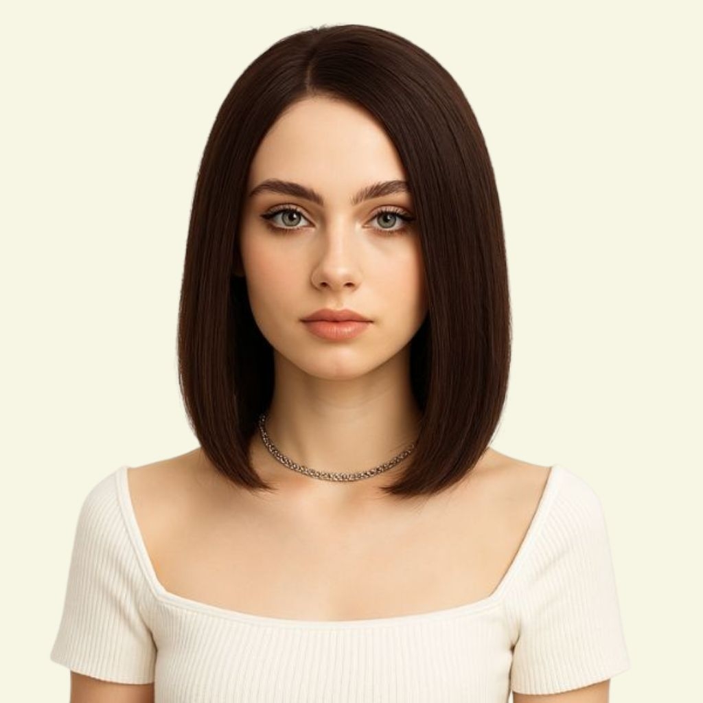 Women’s Full Wig – Two Bangs, 7/3 Side Part, Ultra-Thin Skin Base, 35cm