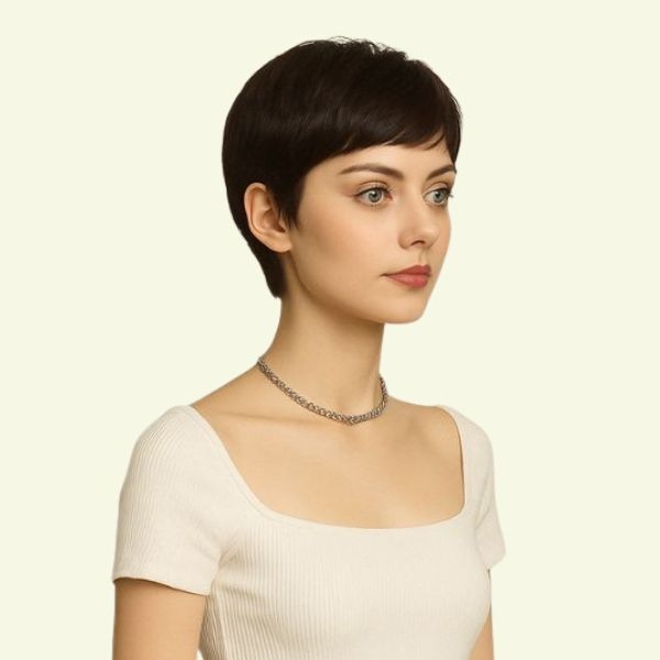 Women’s Full Wig – Short Layered Pixie Style for Middle-Aged Women