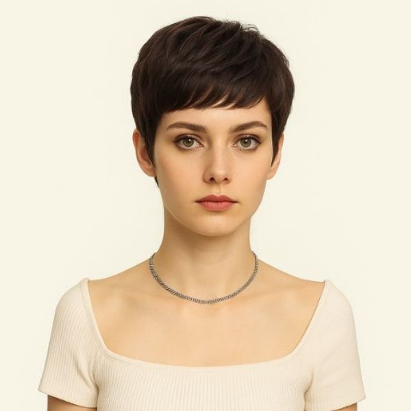 Women’s Full Wig – Short Layered Pixie Style for Middle-Aged Women