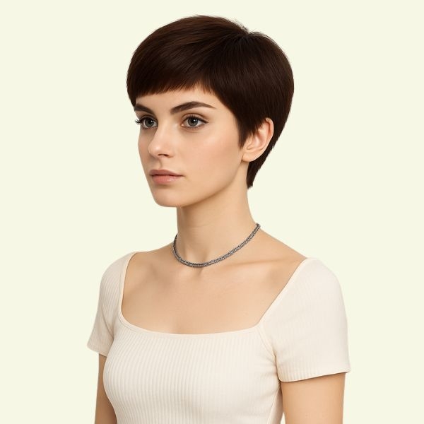 Women’s Full Wig – Layered Pixie Style for Middle-Aged Women