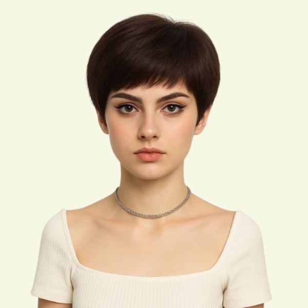 Women’s Full Wig – Layered Pixie Style for Middle-Aged Women