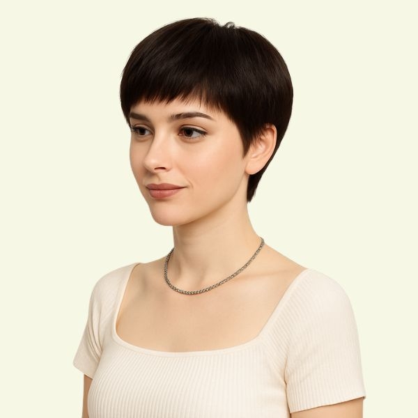 Women’s Full Wig – Short Pixie Style with Crown Swirl for Middle-Aged Women