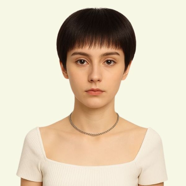 Women’s Full Wig – Short Pixie Style with Crown Swirl for Middle-Aged Women