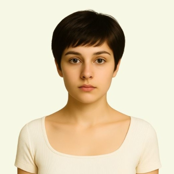 Women’s Full Wig – Short Pixie Style for Middle-Aged Women, Ultra-Thin Skin, Crown Swirl