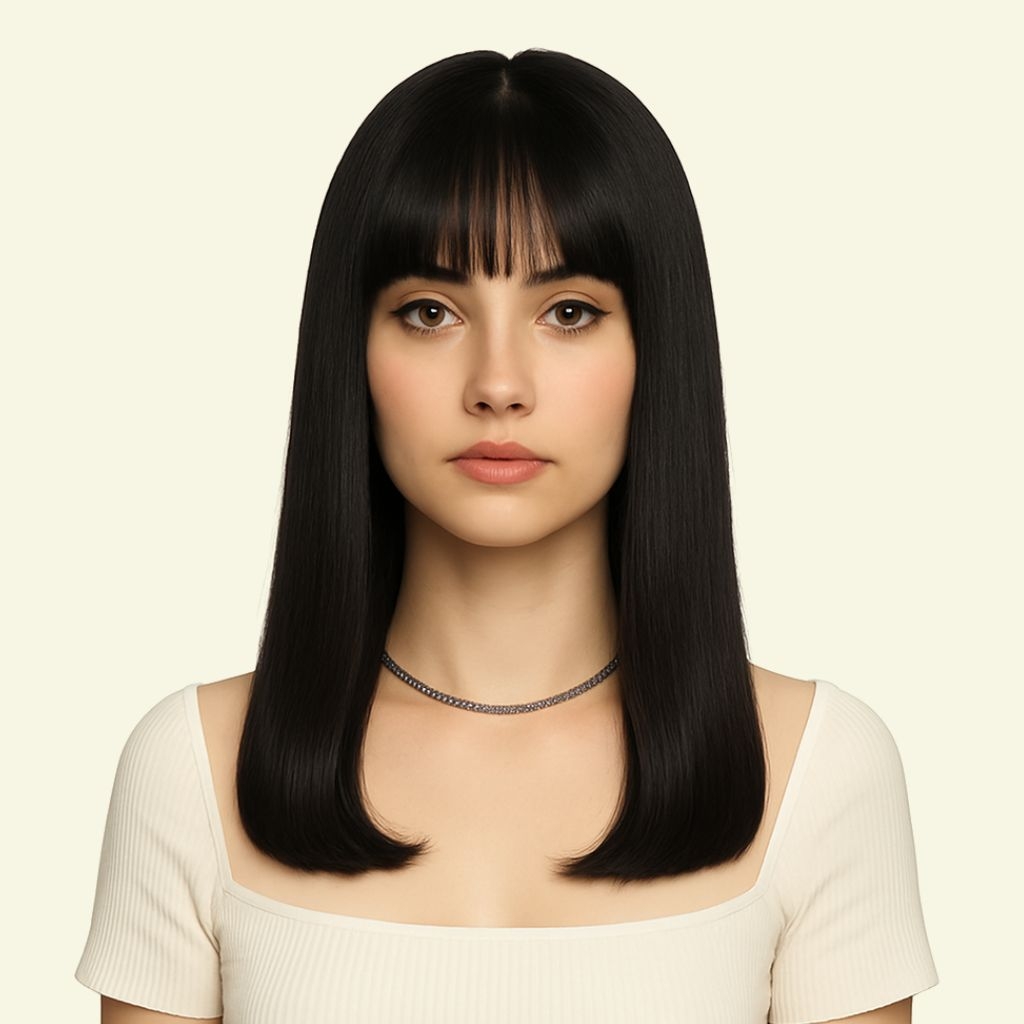 Women’s Full Wig – Inward-Curved Ends Style, Skin Base Size 7x10cm, 40cm