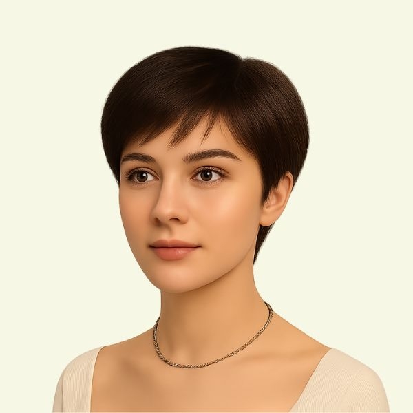 Women’s Full Wig – Pixie Style for Middle-Aged Women, Human Hair, Ultra-Thin Skin