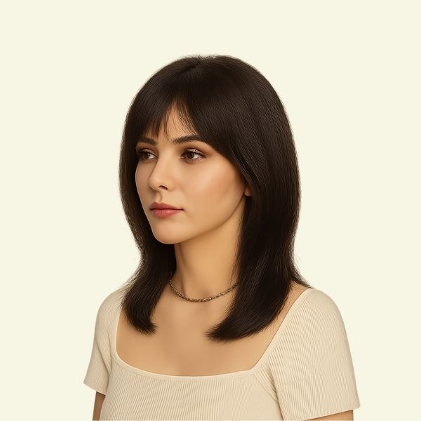 Women’s Full Wig – 4D Ultra-Thin Skin, Inward-Curved Style, 40cm