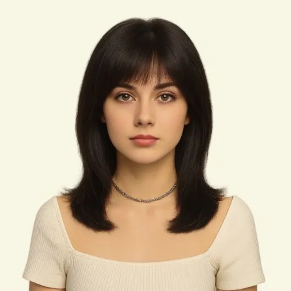 Women’s Full Wig – 4D Ultra-Thin Skin, Inward-Curved Style, 40cm