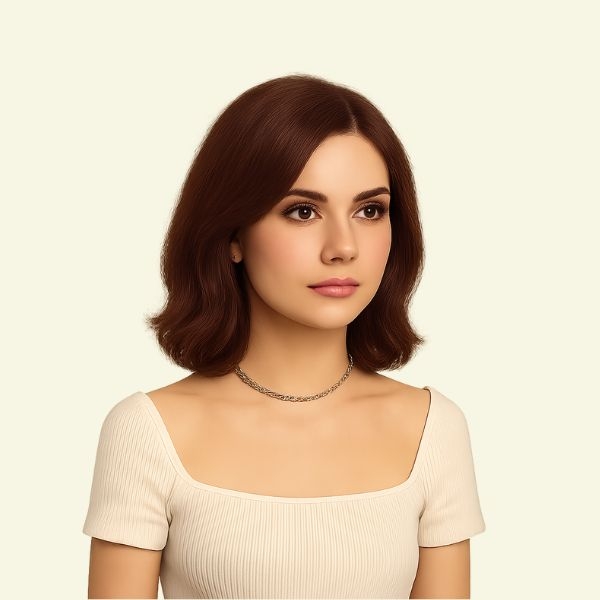 Women’s Full Wig – Two Bangs, 7/3 Side Part, Shoulder-Length Curly