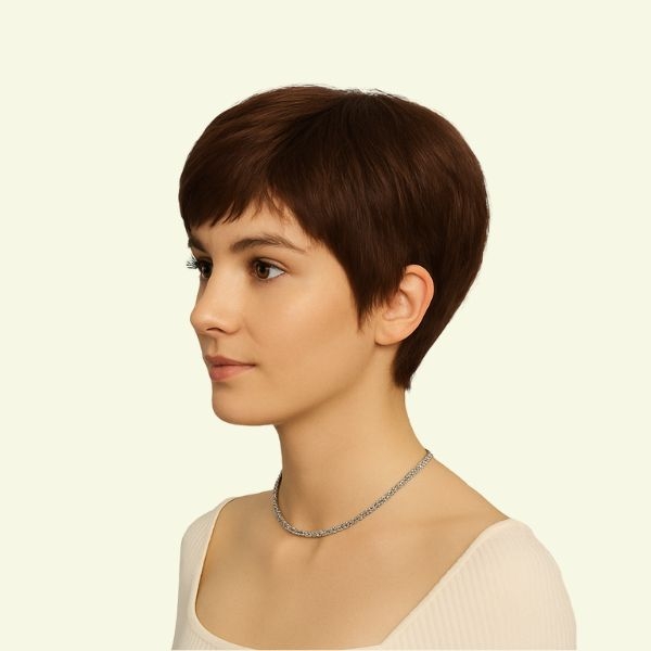 Women’s Full Wig – Pixie Style, Human Hair, Crown Swirl Skin Base