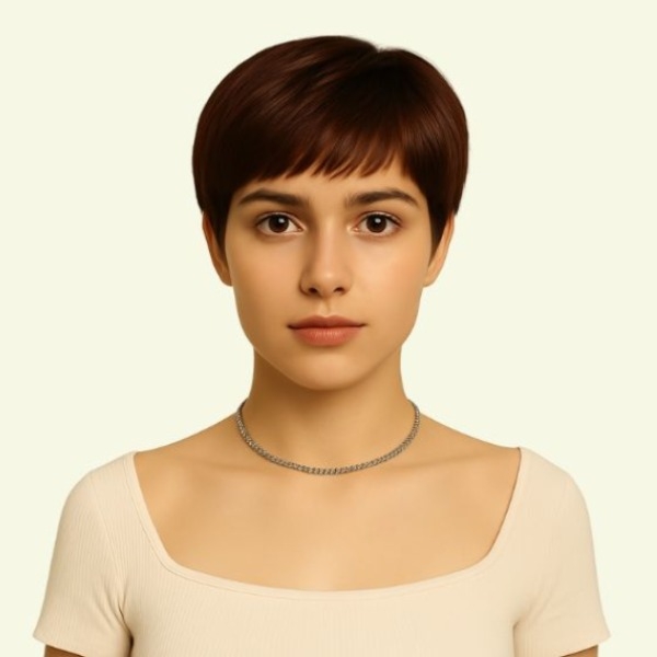 Women’s Full Wig – Pixie Style, Human Hair, Crown Swirl Skin Base