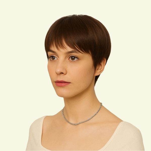 Women’s Full Wig – Pixie Style for Middle-Aged Women, Crown Swirl