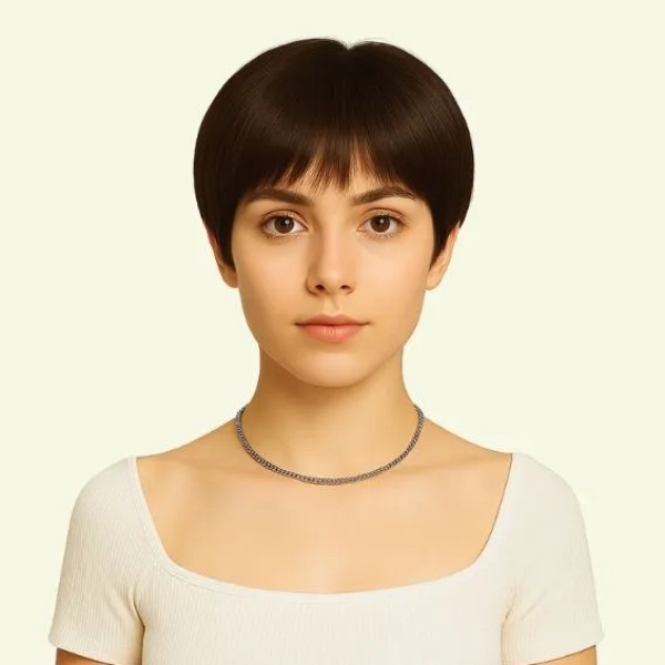 Women’s Full Wig – Pixie Style for Middle-Aged Women, Crown Swirl