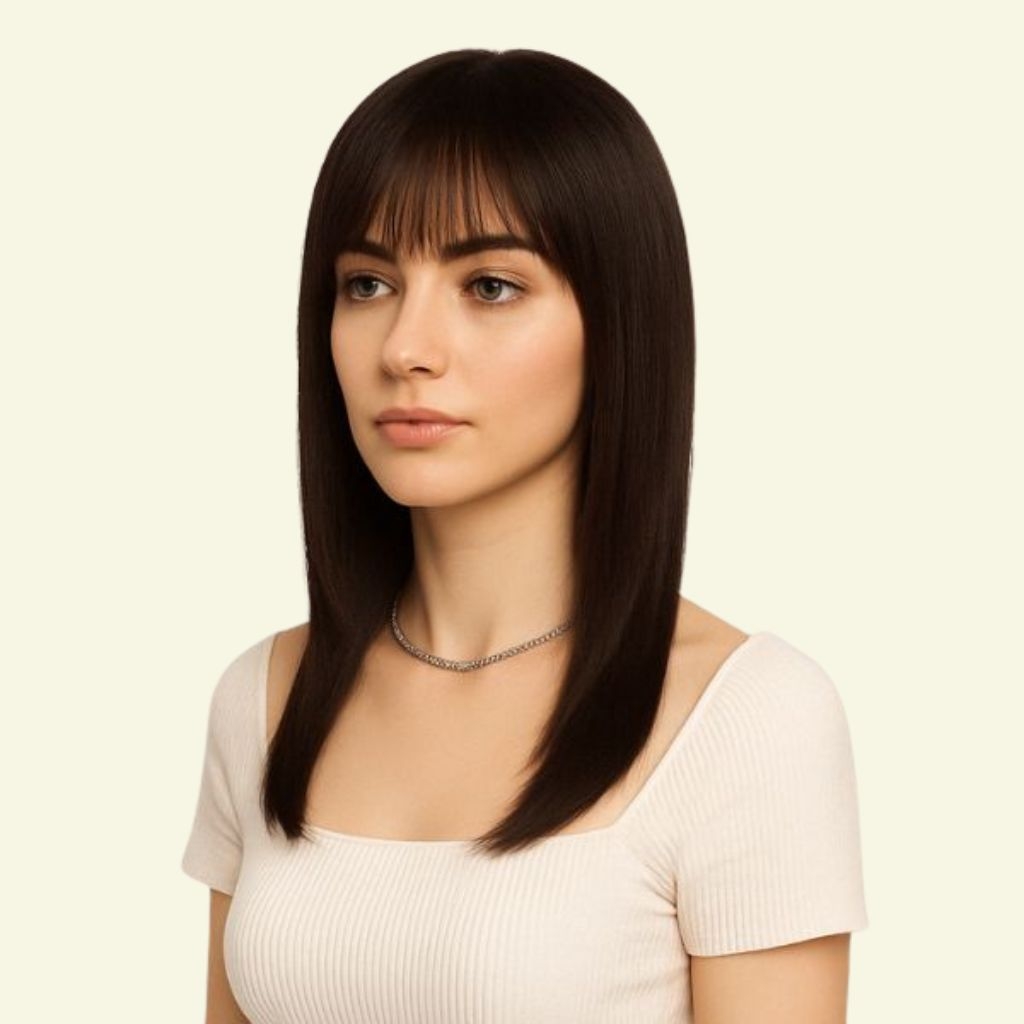 Women’s Hair Topper – 3D Ultra-Thin Skin, Wispy Bangs, 35cm
