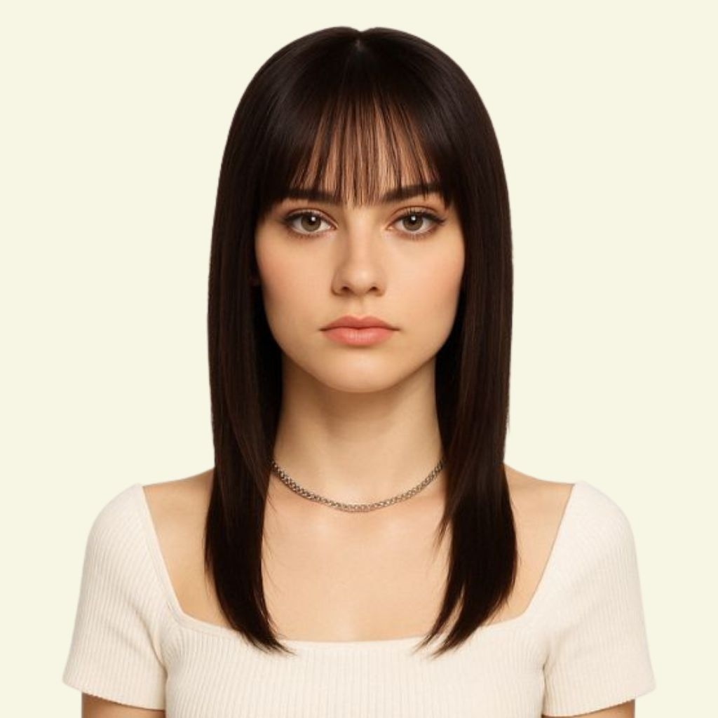 Women’s Top Hairpiece – 4D Ultra-Thin Skin, Wispy Bangs, 35cm