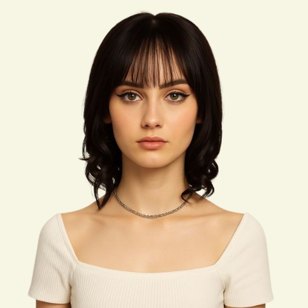 Women’s Hair Topper – 3D Ultra-Thin Skin, Curly Wispy Bangs, 35cm