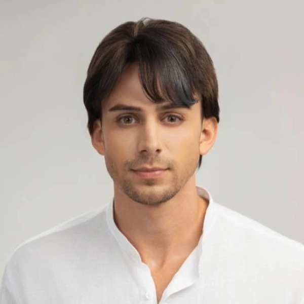 Men’s Full Wig – 3D Ultra-Thin Skin, Side Part with Side-Swept Bangs