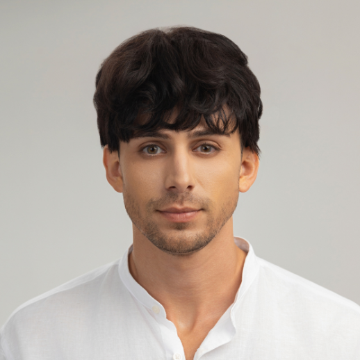 Men’s Full Wig – Curly Layered Style, Dark Brown