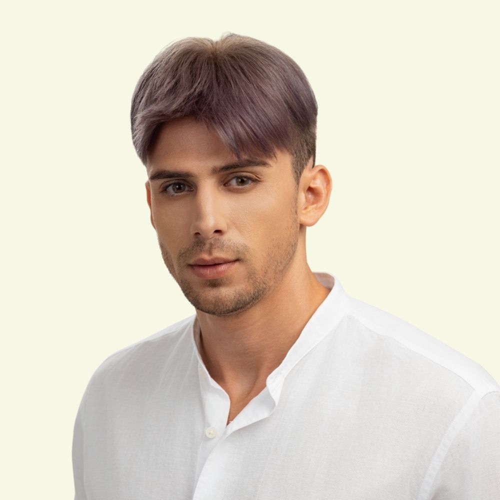 Men’s Top Hair System – Smoky Purple Cherry Color