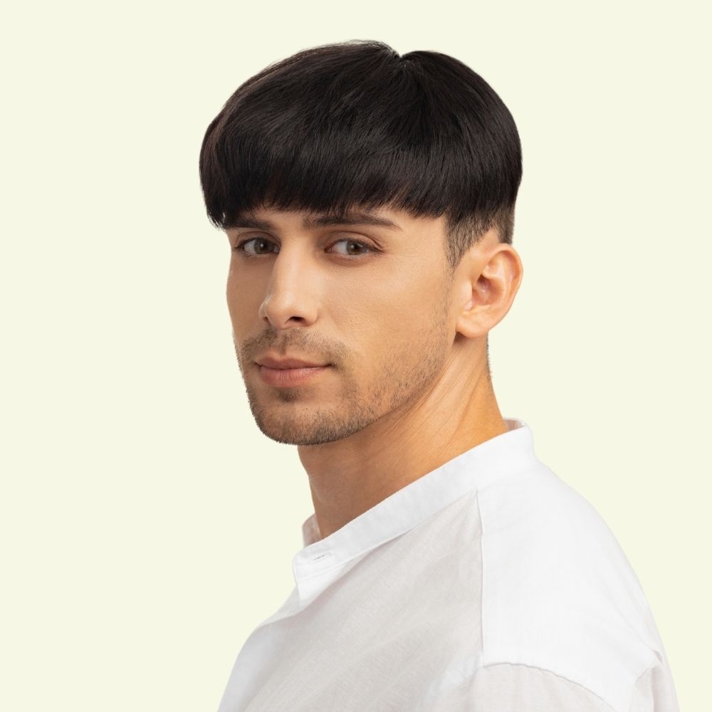 Men’s Top Hair System – 3D Ultra-Thin Skin, Layered Bowl Fringe, Dark Brown