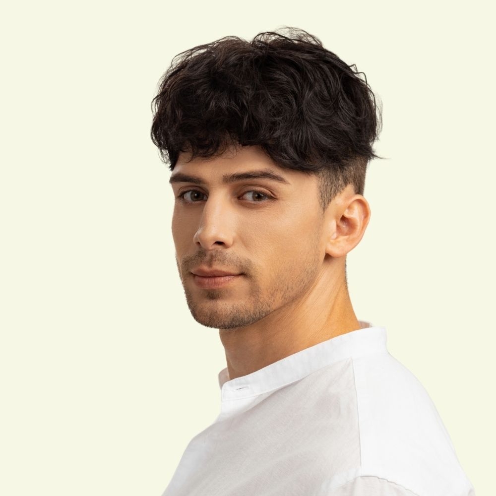 Men’s Top Hair System – Wavy Style, Dark Brown