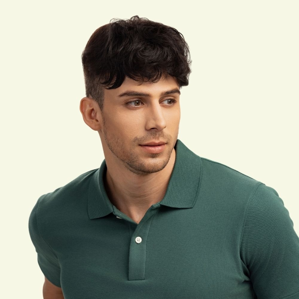 Men’s Top Hair System – Curly Layered Style, Dark Brown