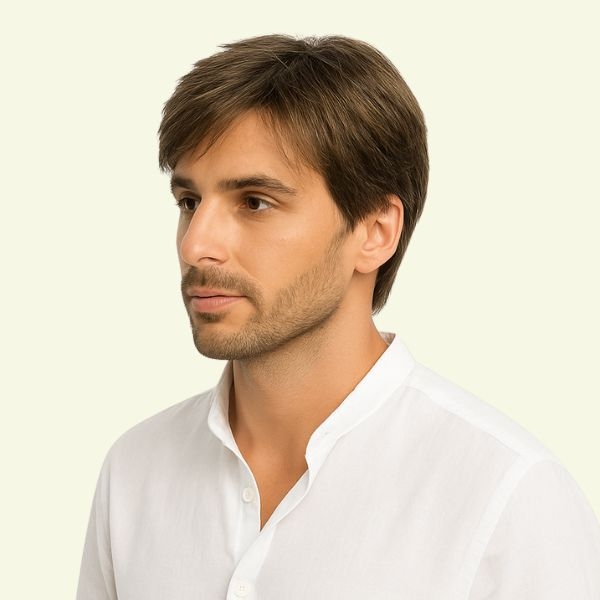 Men’s Full Wig – Short Curly Style, Human Hair