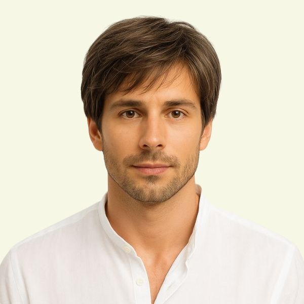 Men’s Full Wig – Short Curly Style, Human Hair