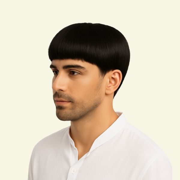 Men’s Full Wig – Layered Slick-Down Style, Human Hair