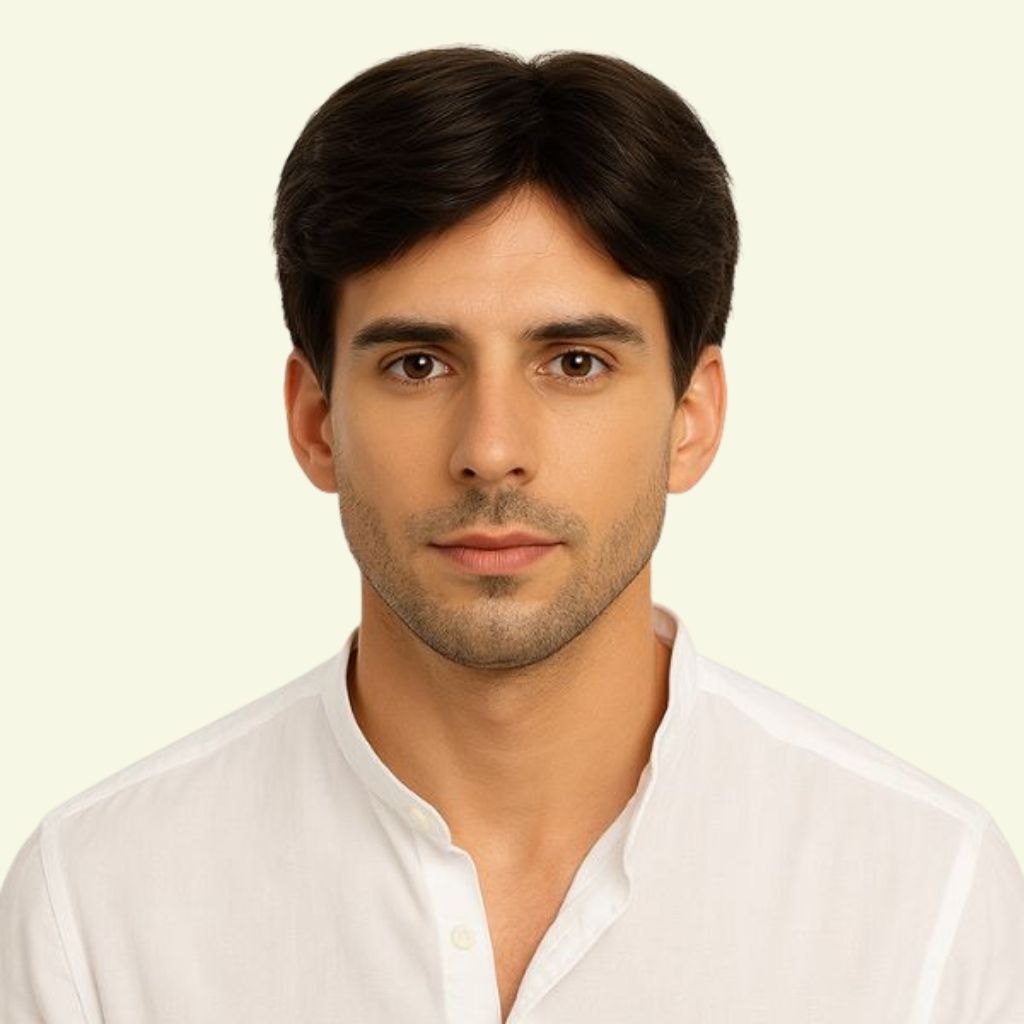 Men’s Full Wig – Two Bangs Style, Human Hair