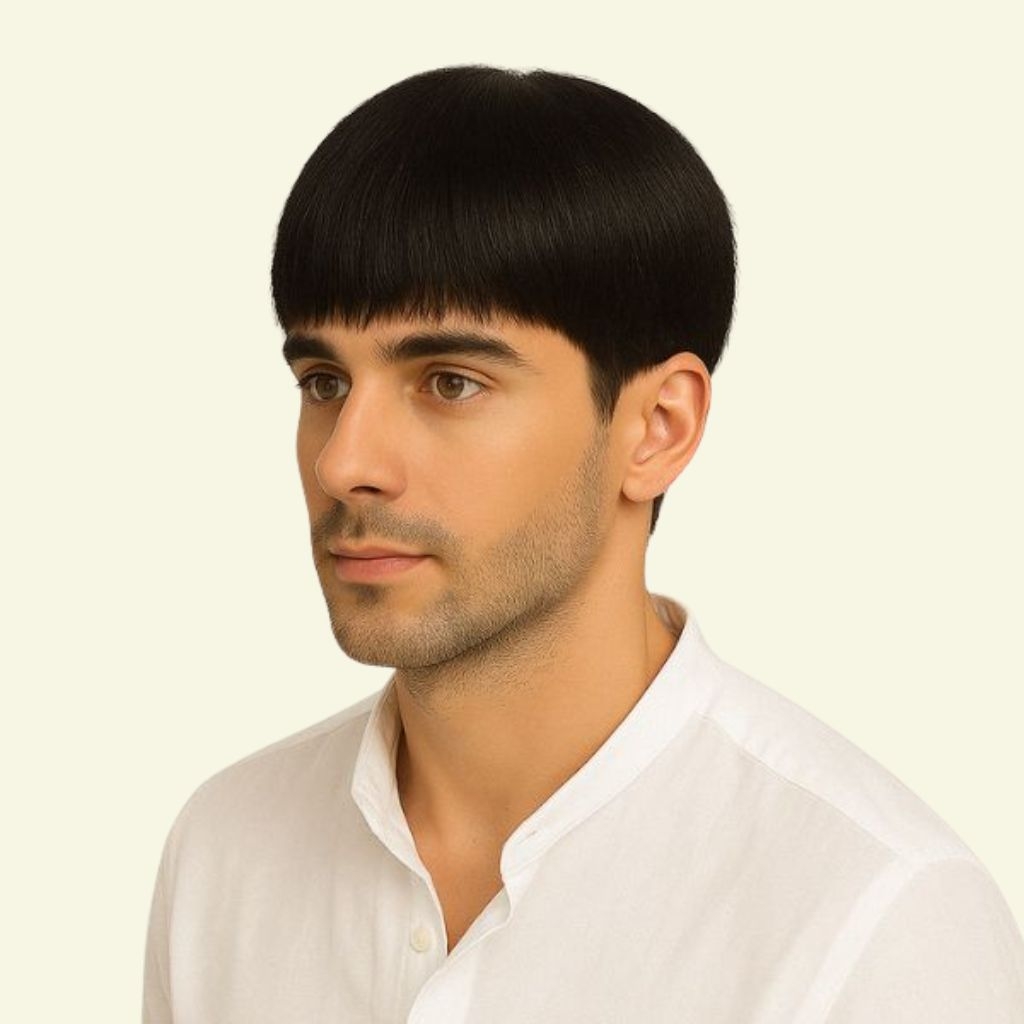 Men’s Hair System – Crown Swirl Mullet Style, Human Hair