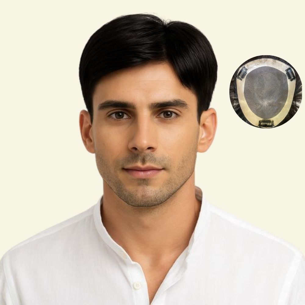 Men’s Hair System – Two Bangs Style, 8/2 Part, Human Hair