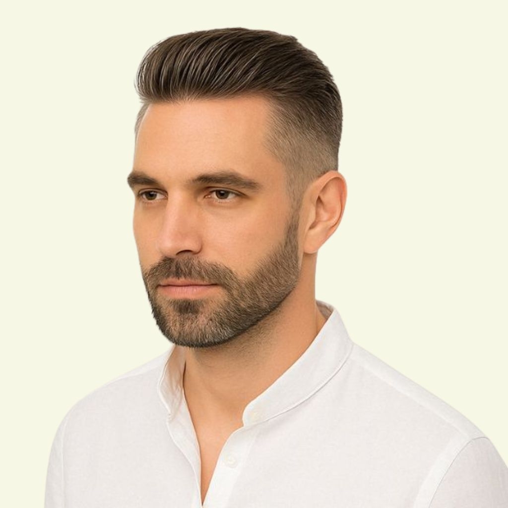 Men’s Hair System – European Undercut Style, Human Hair
