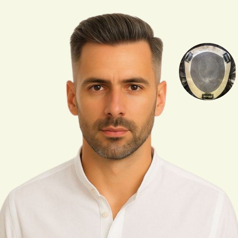 Men’s Hair System – European Undercut Style, Human Hair