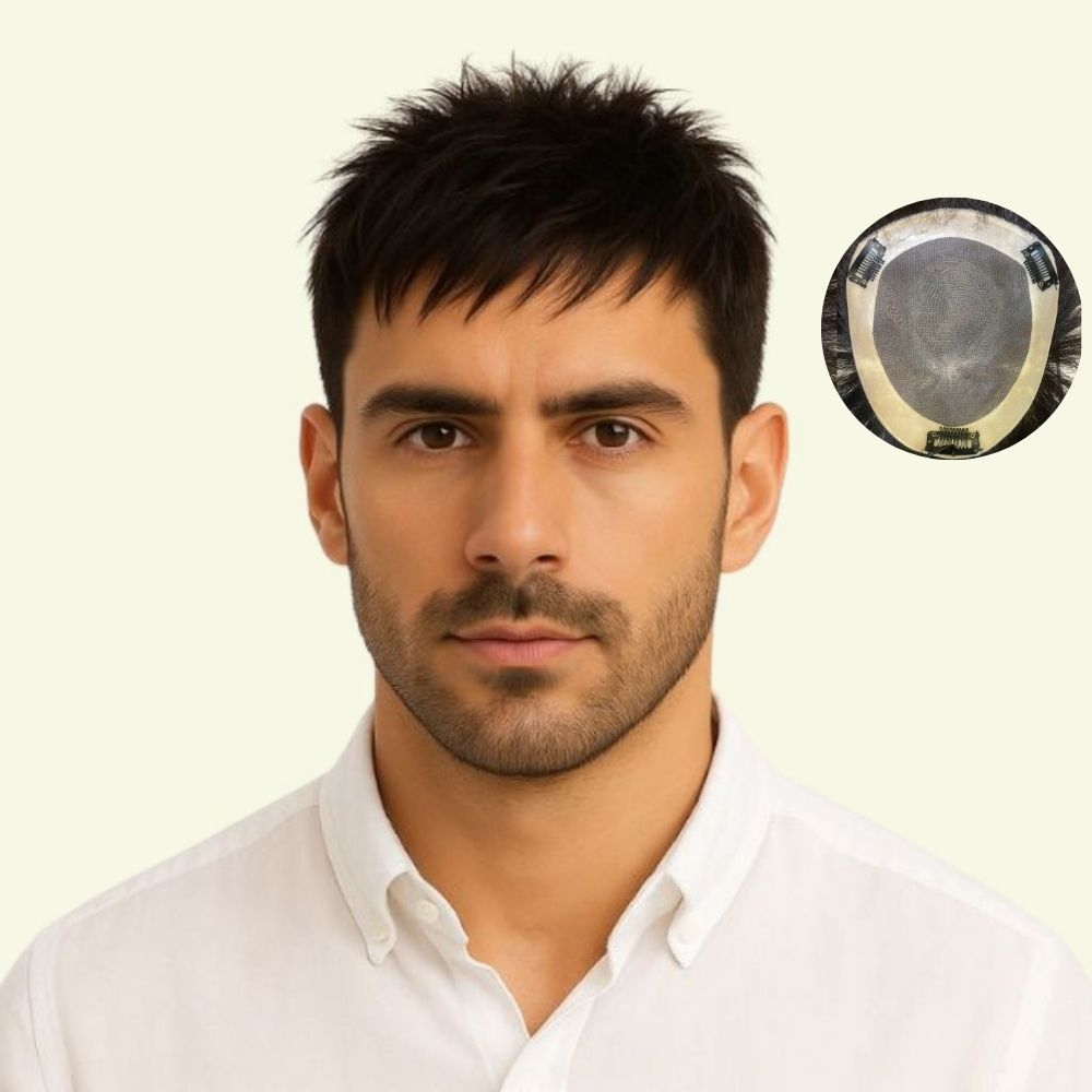 Men’s Hair System – Mohican Style, Human Hair