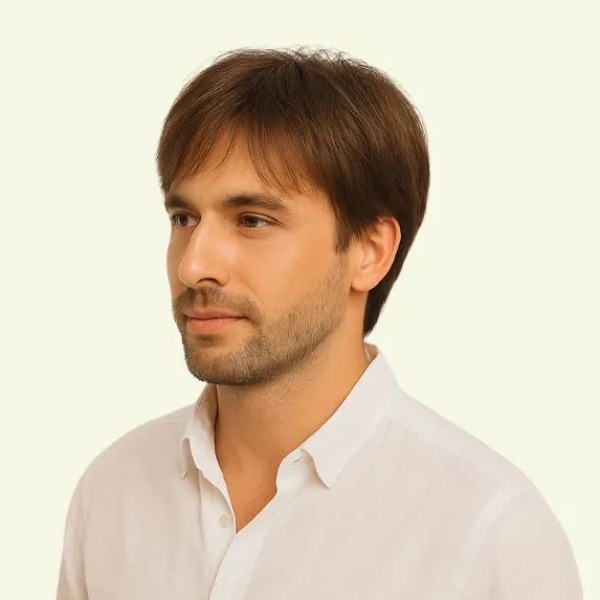 Men’s Full Wig – Mop Top Hairstyle, Human Hair