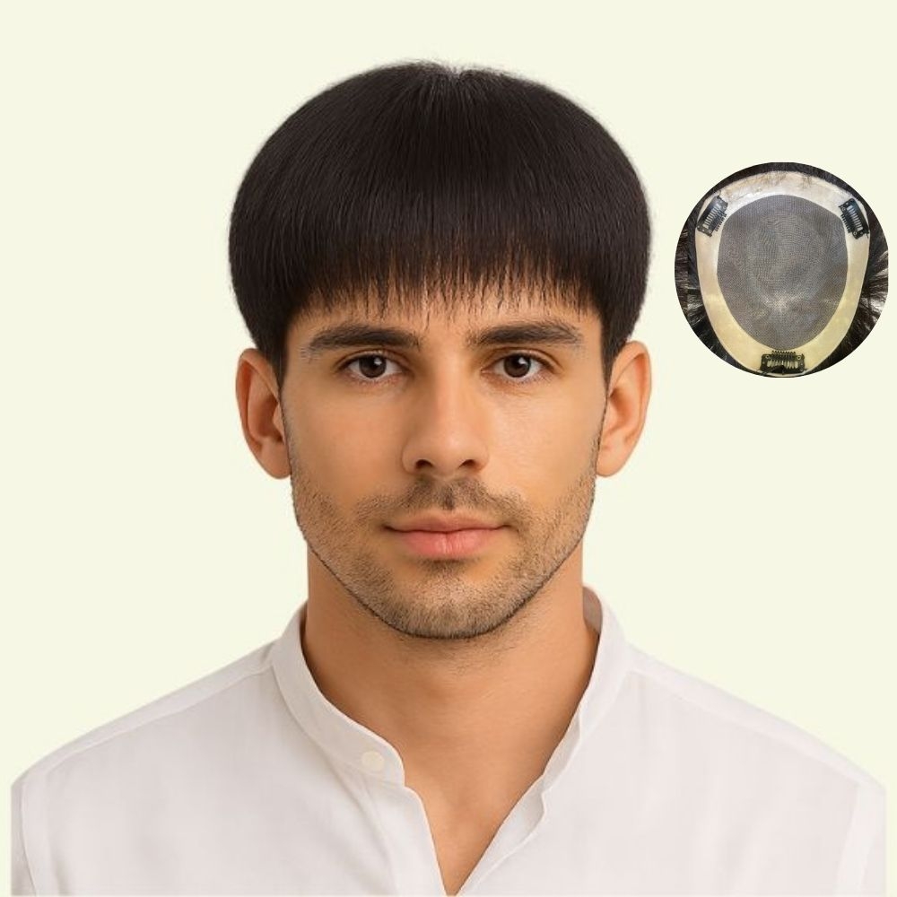 Men’s Hair System – Basic Style, 3D Crown Swirl Skin Base
