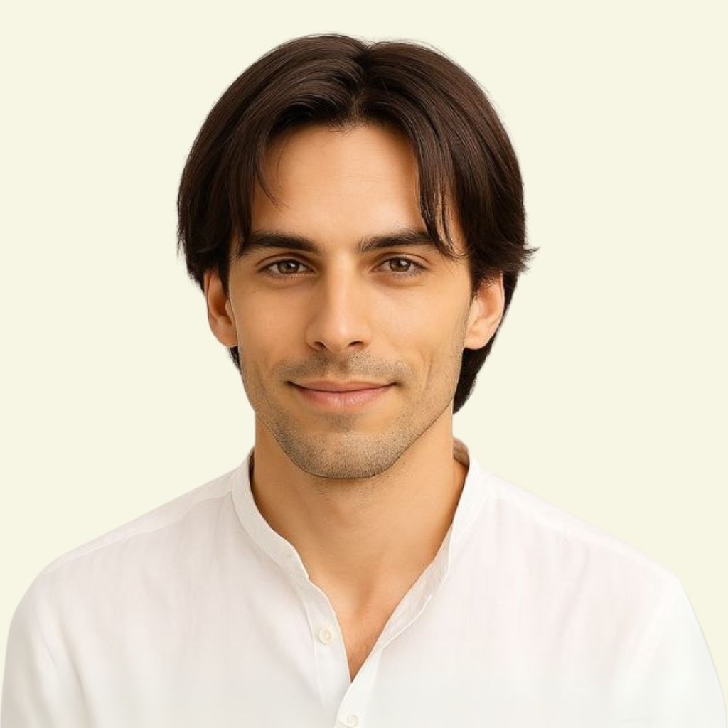 Men’s Full Wig – Korean Side Part Style, Human Hair