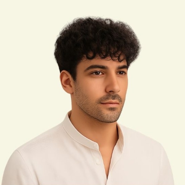 Men’s Hair System – Curly Style, Human Hair