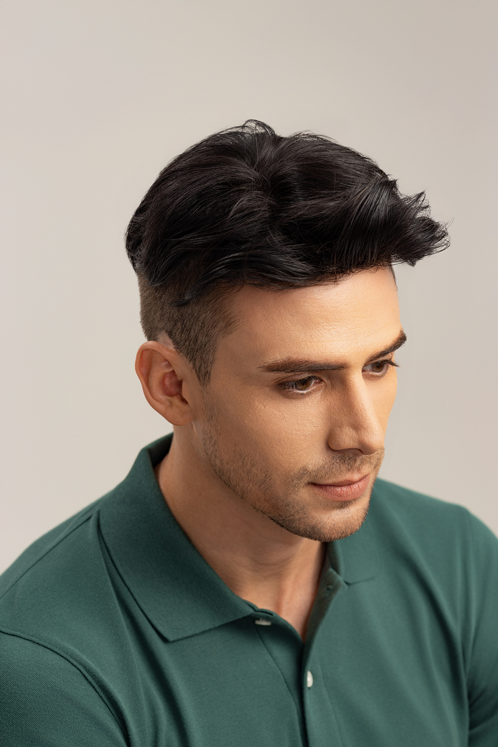 Men's Wig with MONO - Men's Topper Undercut Brown Black