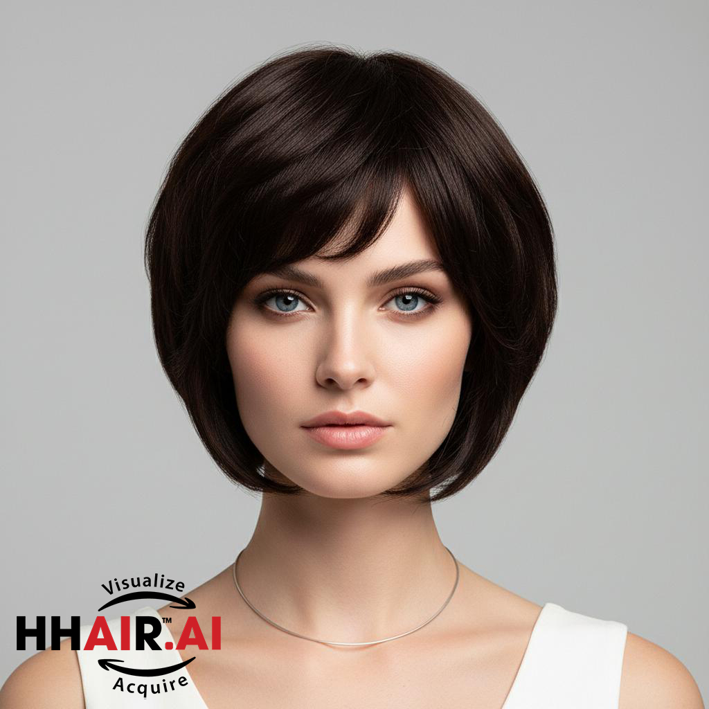 Short Handmade Human Hair Wig with Jet Black Bob